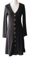 Velvet Heart Size XS Gray Button Embellished Long Sleeve Ribbed Sweater Dress