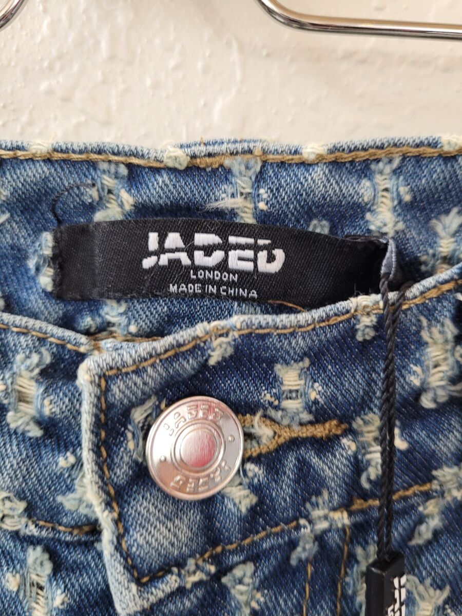 New JADED LONDON W32 Blue Distressed Pull Texture Skate New JADED LONDON W32 Blue Distressed Pull Texture Skate