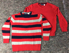 2 Children's Place Boys Sweaters Size 7-8 Red Blue Grey Solid Stripe