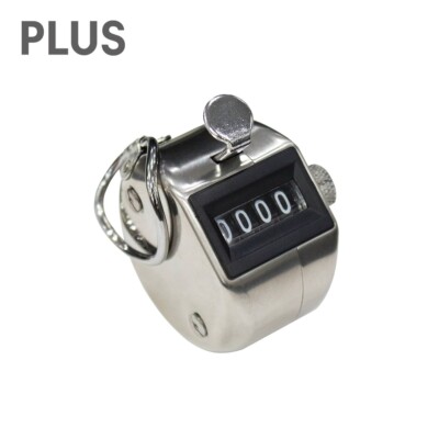 PLUS Handy Tally Counter Stainless Steel Manual Counting 4 Digits
