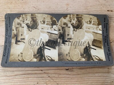 ANTIKE KEYSTONE VIEW Co. STEREOVIEW-MARMORFABRIK PROCTOR VERMONT USA
