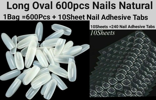 600Pc Long Sharp Oval Full Cover Artificial French False Fake Nail Tips Jargod - Picture 6 of 7