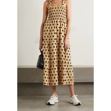 Faithfull + Net Sustain Rianne Elmelds Polka Dot Linen Midi Dress 10 