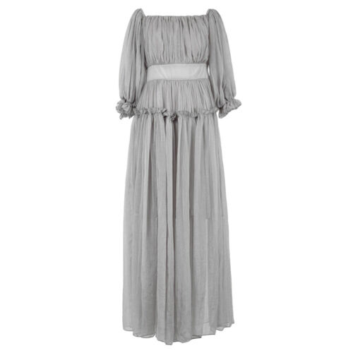 Princess Lady Fairy Puff Sleeve Prom Gown Chiffon Off The Shoulder Maxi Dress UK - Picture 2 of 12