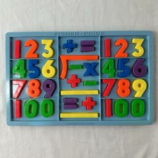 Vintage Fisher Price Magnetic Number Board Tray 674 Complete Set Hong Kong Made