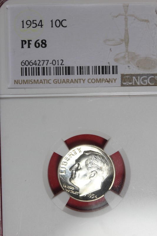 1954 NGC 10C PF68 ROOSEVELT DIME #B48306
