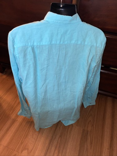 NWT Vilebrequin Long Believe Button Up Shirt Bleu Lazuli Size XL - Picture 3 of 8