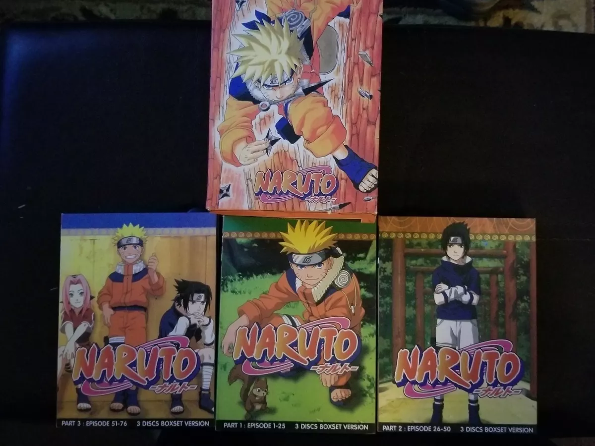 Naruto Shippuden Anime JAPANESE Version Parts 1,2,3 (Episodes 1-76) DVD  Boxsets