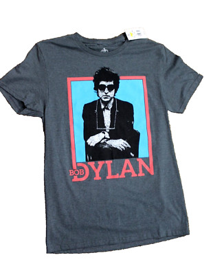 Authentic BOB DYLAN Sz S Unisex Rock T-Shirt Gray w/ Graphic - NWT