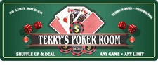 Personalized No Limit Hold-Em Poker Sign  Man Cave Plaque Game Room Decor