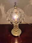 Federal Glass Crystal Lamp, Crystal Boudoir Lamp, Button and Cane Crystal