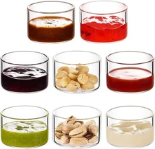 Salad Dressing Container Set of 8 1.6oz Dipping Sauce Cups Set Clear Small Glass