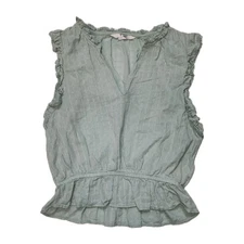 $69 BB Dakota Steve Madden Ruffled Flutter Sleeveless Split V Neck Sage Green S