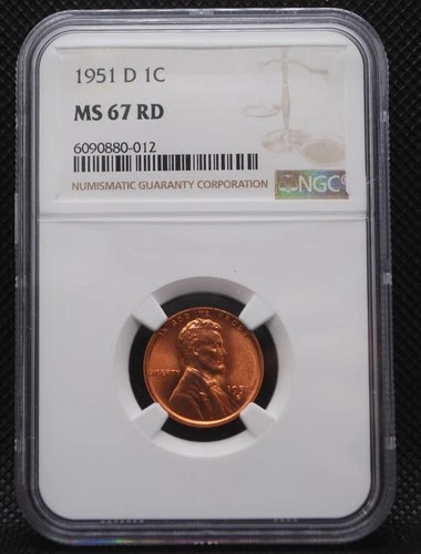 1951 D 1 CENT - MS 67 RD - NGC