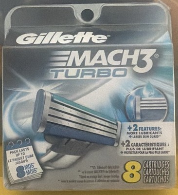 8 Mach3 TURBO Cartridge blades Refills Shaver Mach3 Razors Gillette
