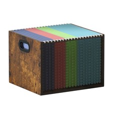 Wooden Hanging File Organizer for desk, Metal Mesh File Folder Organizer Crat...