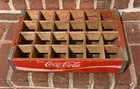 Vtg Enjoy Coca-Cola Wooden Soda Pop Crate Red Coke Bottles Flat Carrier 24Pk