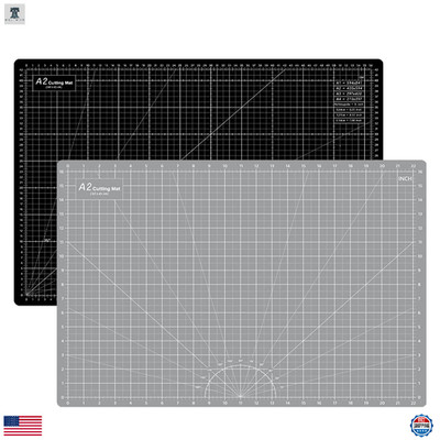 HEADLEY TOOLS 18x24 Self-Healing Cutting Mat A2 5-Ply Double-Sided Grey/Black