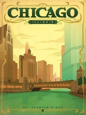 Chicago St. Patrick s Day Vintage Travel Poster 24x36 Wall Art Print