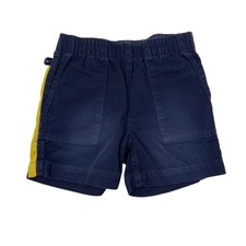 J Crew Crewcuts Boys 4 Navy Blue Yellow Side Striped Chino Shorts Pull On Cotton