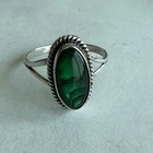 VINTAGE STERLING SILVER SIZE 8 KAI OVAL MALACHITE RING BEZEL SET 2.4 GRAMS