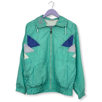 Windschutzjacke Sergio Tacchini Vintage Grün Wasser Reißverschluss Alter 90 -
