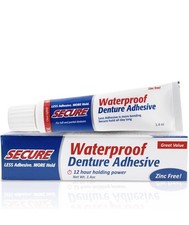 Secure Waterproof Denture Adhesive - Zinc Free - Extra Strong 12 Hour Hold - 1.4