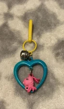 1980s Clip Bell Charm Necklace Yellow/blue Heart Charms