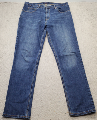 Saddlebred Straight Leg Jeans Mens Size 34x32 Blue Denim Double