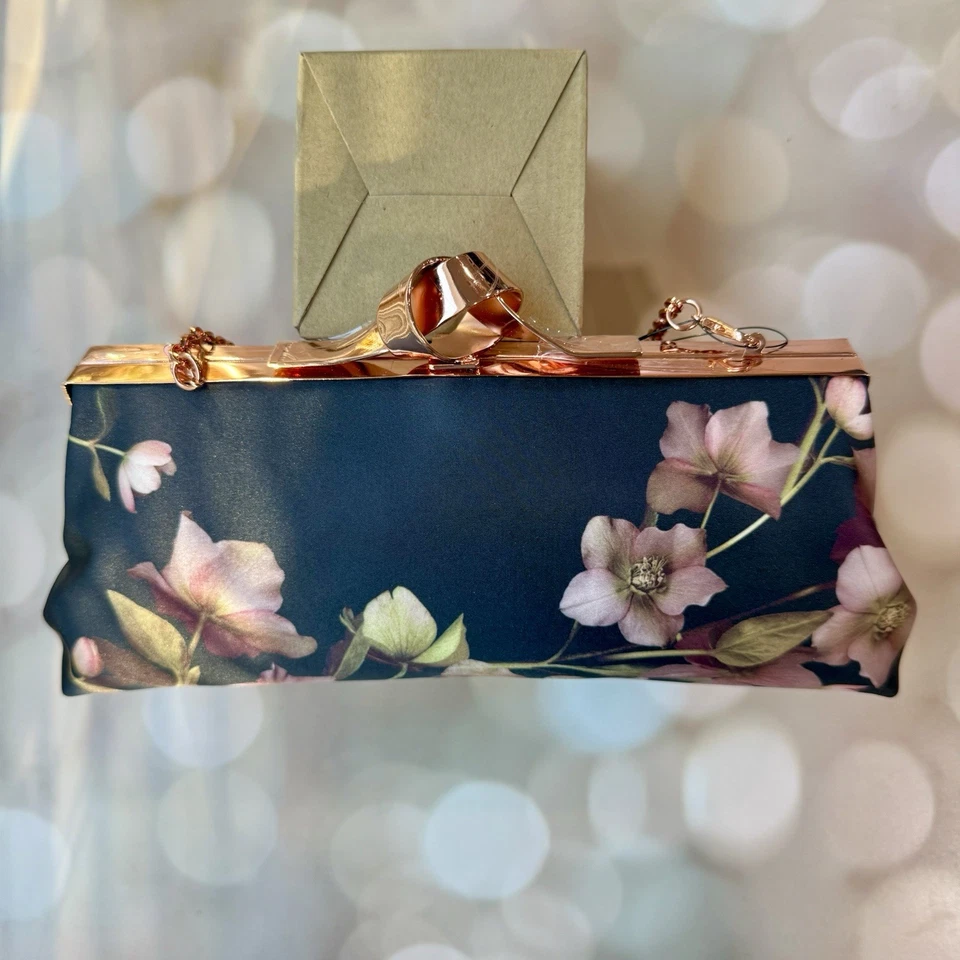 NUEVO Bolso sin asas Ted Baker Arboretum Nataly floral azul marino con marco de lazo con nudo Foto 2 de 4