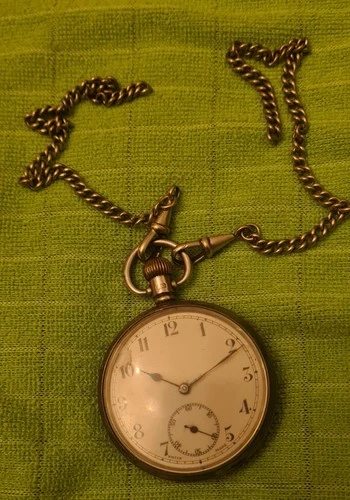 Vintage Solid Silver (WORKING) SWISS MADE Open-Face Pocket Watch 1920s/1930s Era