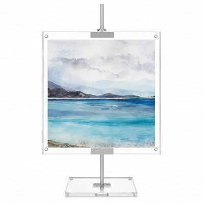 Adjustable Tabletop Easel Stand with Clear Acrylic Floating Photo Frame 16.5''