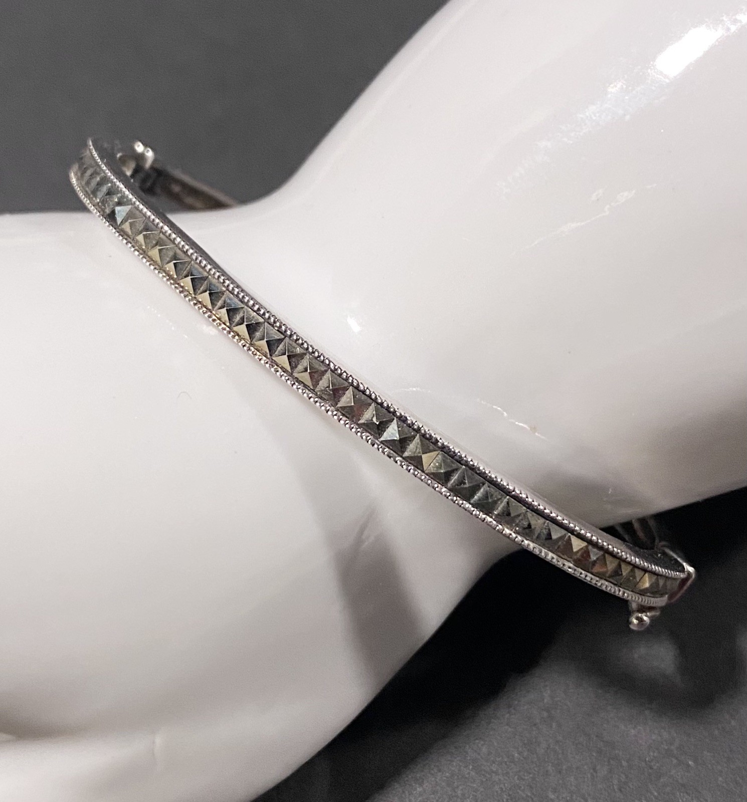 Judith Jack Marcasite Hinged Bangle  Bracelet 925… - image 1