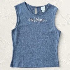 Vintage Moda International Women’s gray Embroidered Sleeveless Top size S