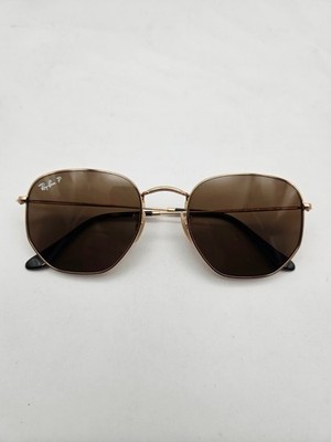 Ray-Ban RB3548N Hexagonal Gold Brown Polarized Sunglasses 54  display picture 3