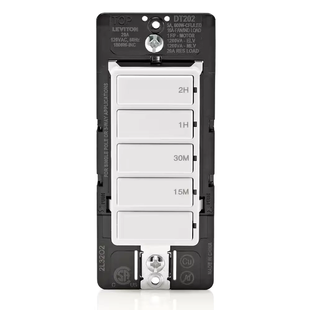 Decora 20 Amp 2-Hour Indoor In-Wall Countdown Timer Switch, 1 HP/16 Amp Fan/Moto