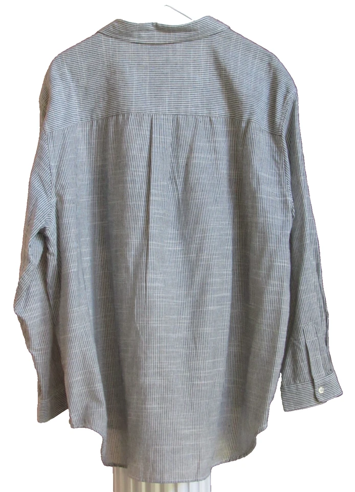 Camisa túnica Oxford negra blanca apagada FRESH PRODUCT con botones talla 1X nueva con etiquetas $65 Foto 4 de 4