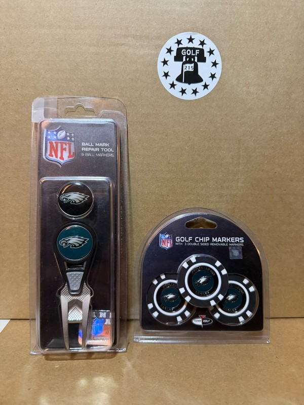 Philadelphia Eagles Divot Tool & 3 pk of Poker Chips with Magnetic Ball Markers