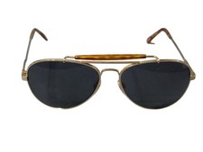 Vintage Gold Aviator Sunglasses With Tortoise Top Bar Dark Lenses