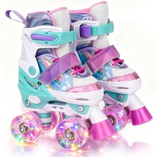 Roller Skates for Kids Ages 5 6 8 12 Year Old 4 Size Adjustable Quad Roller S...
