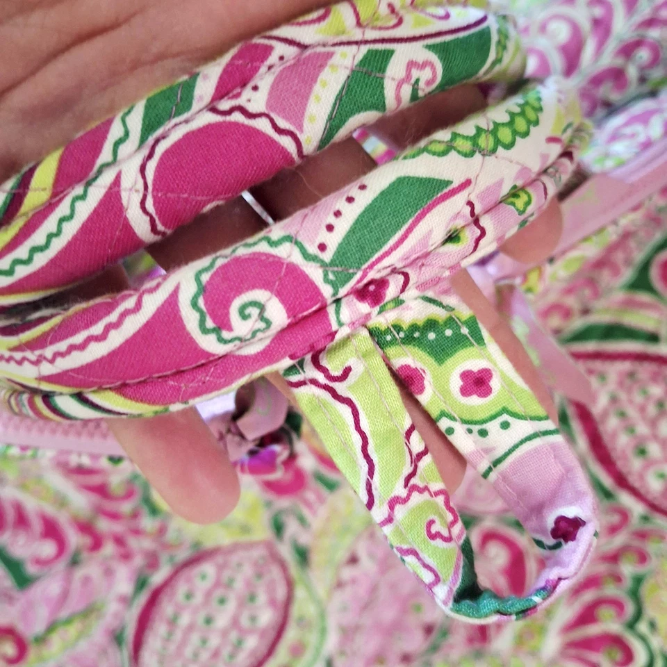 Vera Bradley Rosa Verde Floral Acolchado Colgante Bolso de Ropa Boho Preppy Cottage Foto 4 de 4