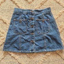 Vintage Y2K Unionbay Jean Mini Skirt Size 5 Festival Western Rodeo Denim Button