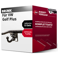 Für Golf Plus Typ 5M1/521 (Brink) Anhängerkupplung abnehmbar + E-Satz 7pol AHK