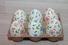 Floral Wooden 2" Spring Easter Eggs in Carton Set of 6 Pink Blue Purple Flowers