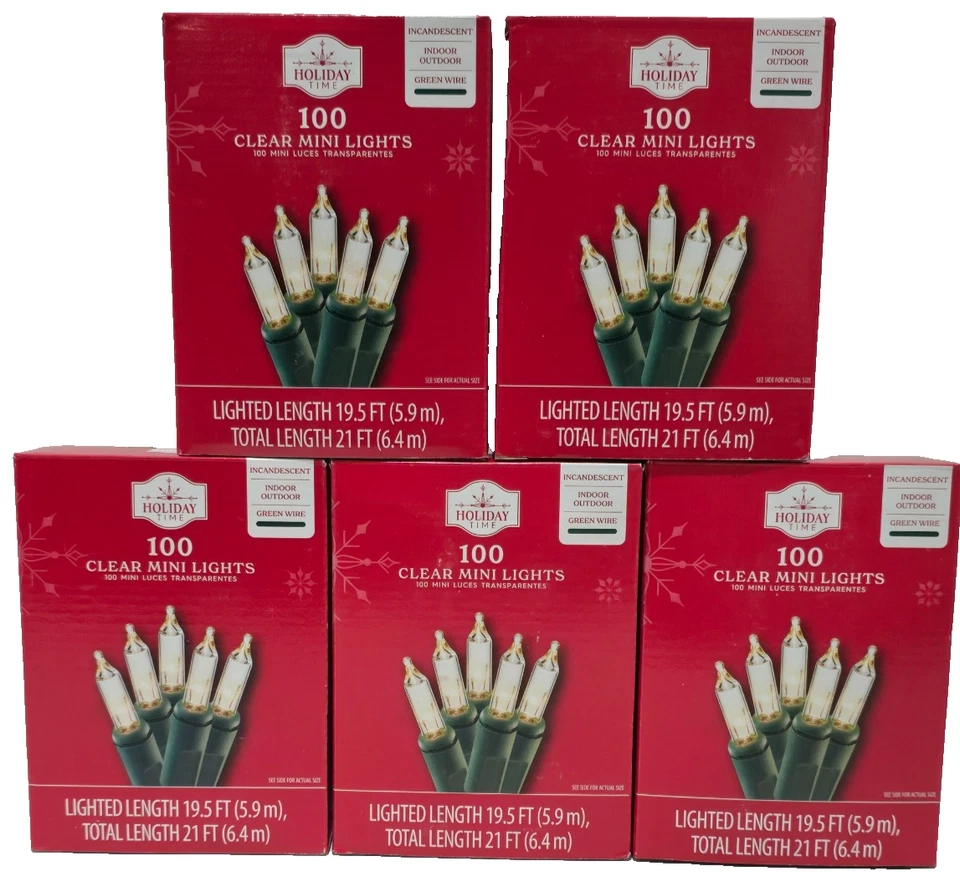 Holiday Time 100 Mini Clear Lights Incandescent Indoor/Outdoor - 10 Pack NEW! - Image 4 of 4