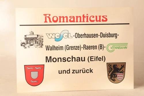 Train route sign 30 x 21 Wesel-Monschau Wesel Oberlahnstein (240806)