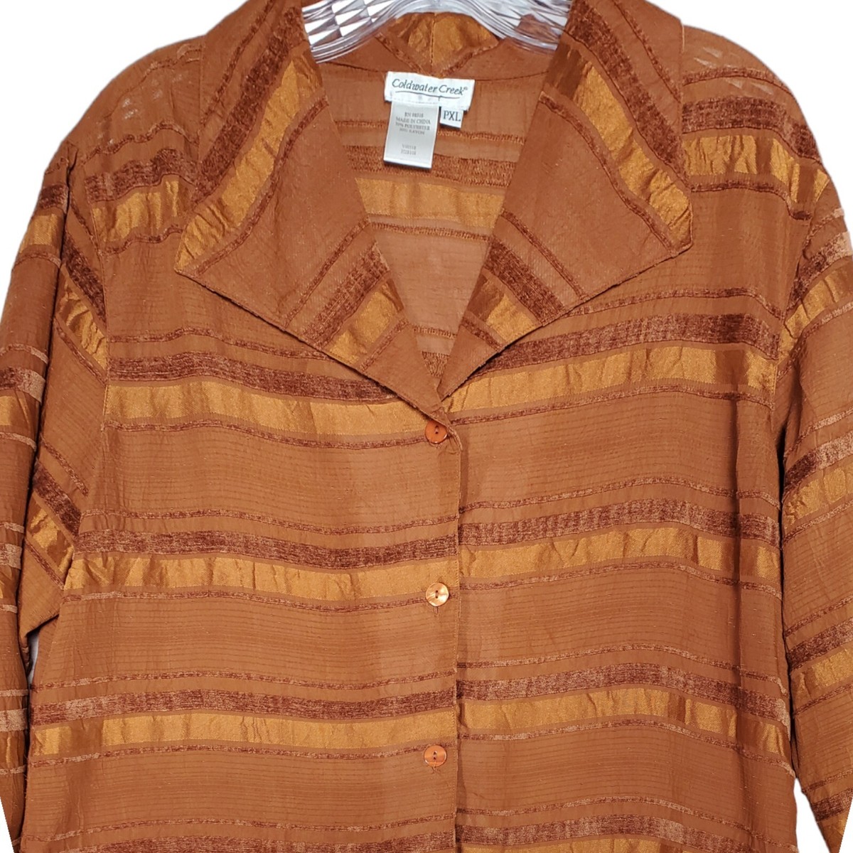 Coldwater Creek Shirt Womens Size PXL Petite XL Dark Orange Brown