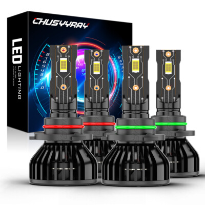 For Chevy Caprice 1987-1990 4X 6000K COB High Low Beam LED Headlight Bulbs Combo