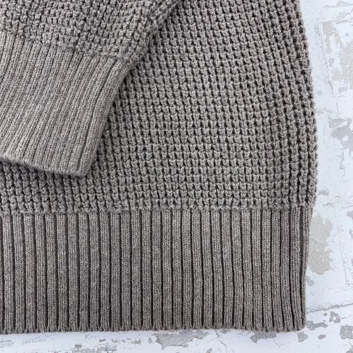 Suéter J Crew Hombres Grande Marrón Pesado Tejido Waffle Sudadera Cuarto Cremallera Pullover - Imagen 3 de 9