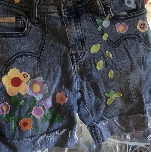 vintage upcycled girls jean shorts